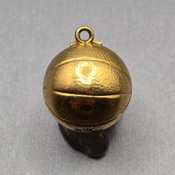 VTG 1940s 10k Gold Filled Nebraska Free Throw Basketball Pendant Sports Charm - Picture 5 of 13